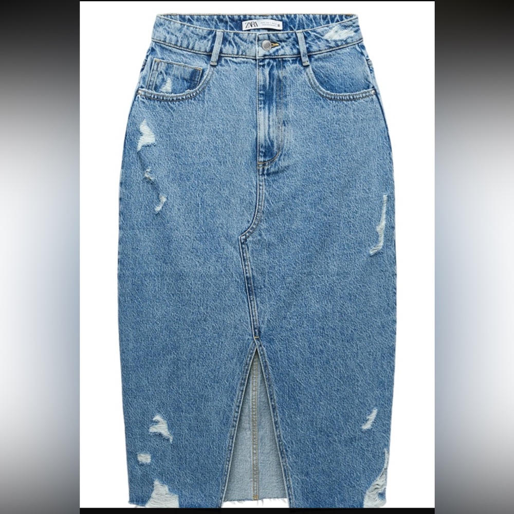 Denim midi skirt - Zara